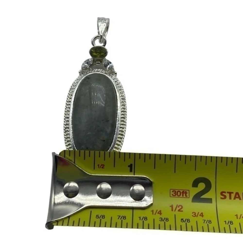 Labradorite Gemstone Sterling Silver 925 Pendant 2.25in